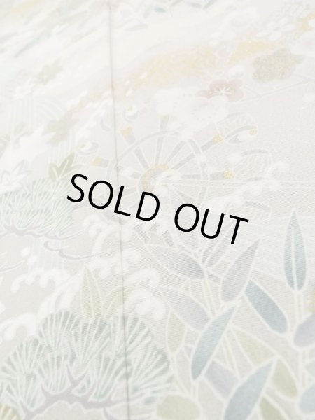 Photo12: M0330B Used Japanese women  Beige TSUKESAGE formal / Silk. Peony,   (Grade B) (12)