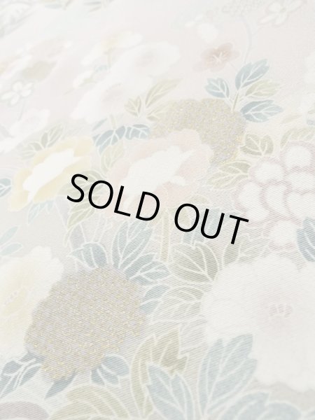 Photo13: M0330B Used Japanese women  Beige TSUKESAGE formal / Silk. Peony,   (Grade B) (13)