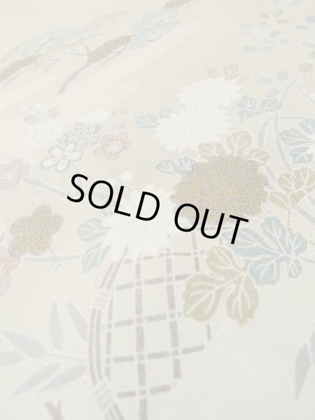 Photo15: M0330B Used Japanese women  Beige TSUKESAGE formal / Silk. Peony,   (Grade B) (15)