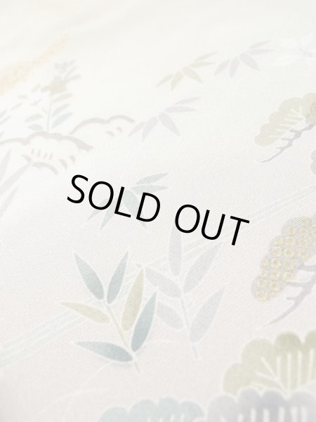 Photo16: M0330B Used Japanese women  Beige TSUKESAGE formal / Silk. Peony,   (Grade B) (16)