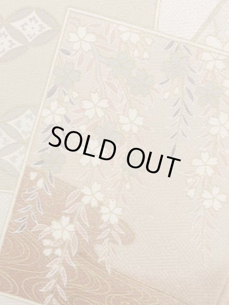 Photo7: M0330C Used Japanese women Pale Pink TSUKESAGE formal / Silk. SAKURA cherry blossom,   (Grade B) (7)