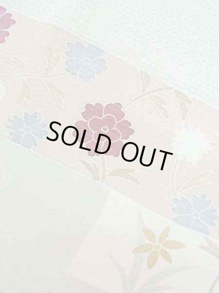 Photo8: M0330D Used Japanese womenPale Grayish Light Blue TSUKESAGE formal / Silk. Flower, fringed pink pattern  (Grade B) (8)