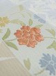 Photo9: M0330D Used Japanese womenPale Grayish Light Blue TSUKESAGE formal / Silk. Flower, fringed pink pattern  (Grade B) (9)