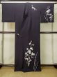 Photo3: M0330F Used Japanese womenDark Bluish Purple TSUKESAGE formal / Silk. Peony,   (Grade B) (3)