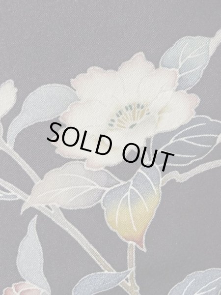 Photo8: M0330F Used Japanese womenDark Bluish Purple TSUKESAGE formal / Silk. Peony,   (Grade B) (8)