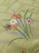 Photo15: M0330G Used Japanese womenPale Grayish Brown HOUMONGI formal / Silk. SAKURA cherry blossom,   (Grade B) (15)