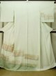 Photo1: M0330I Used Japanese womenPale Light Green HOUMONGI formal / Synthetic. Flower,   (Grade B) (1)