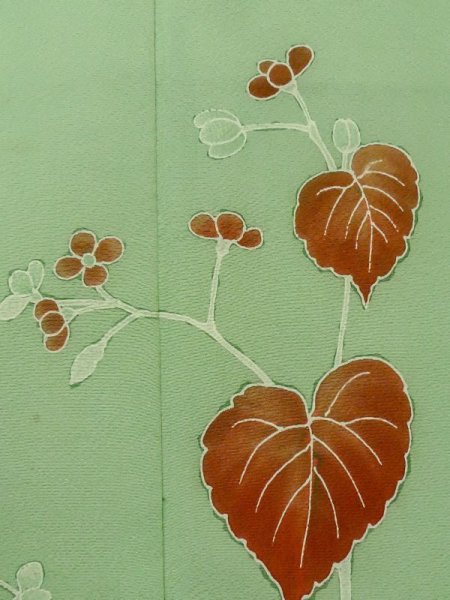 Photo6: M0330J Used Japanese women Light Green TSUKESAGE formal / Silk. Flower,   (Grade C) (6)