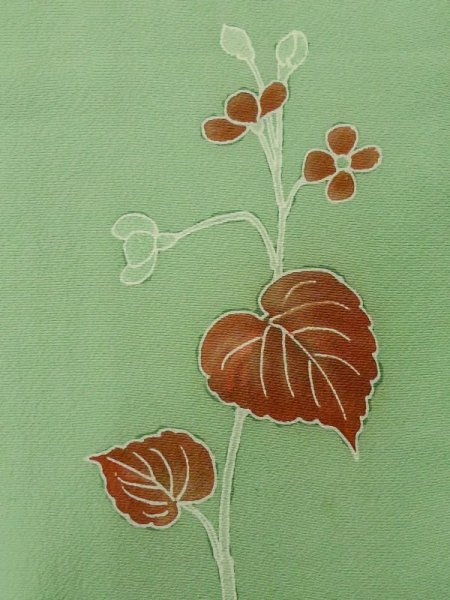 Photo7: M0330J Used Japanese women Light Green TSUKESAGE formal / Silk. Flower,   (Grade C) (7)