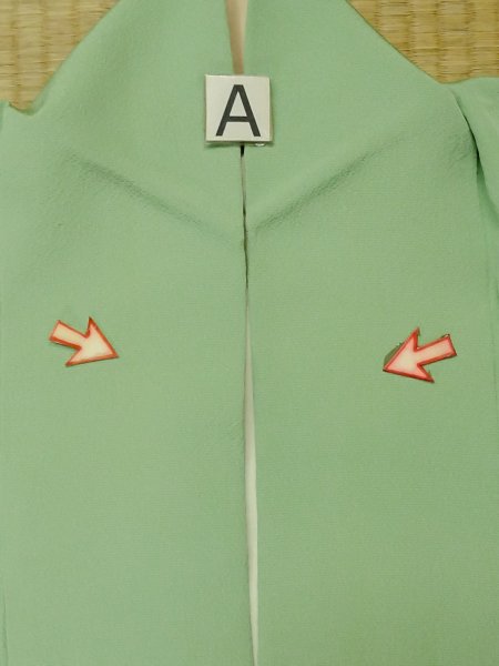 Photo15: M0330J Used Japanese women Light Green TSUKESAGE formal / Silk. Flower,   (Grade C) (15)