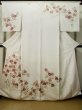 Photo1: M0330K Used Japanese women  Off White HOUMONGI formal / Silk. Camellia,   (Grade C) (1)