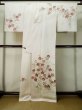 Photo3: M0330K Used Japanese women  Off White HOUMONGI formal / Silk. Camellia,   (Grade C) (3)