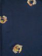 Photo3: M0330Q Used Japanese women  Navy Blue KOMON dyed / Silk. Chrysanthemum,   (Grade B) (3)