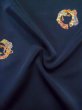 Photo8: M0330Q Used Japanese women  Navy Blue KOMON dyed / Silk. Chrysanthemum,   (Grade B) (8)