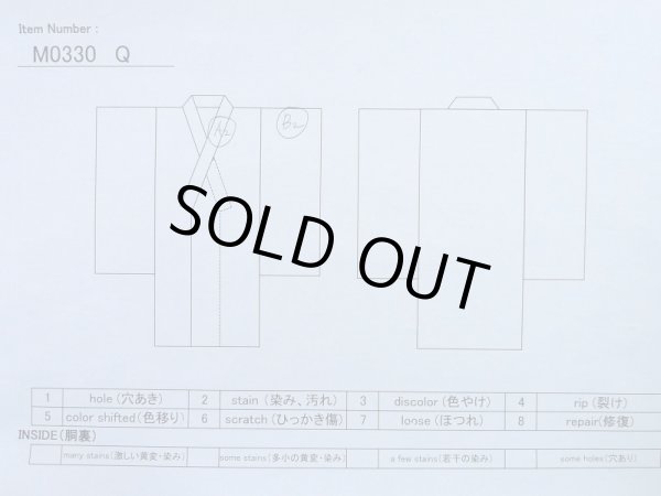 Photo10: M0330Q Used Japanese women  Navy Blue KOMON dyed / Silk. Chrysanthemum,   (Grade B) (10)