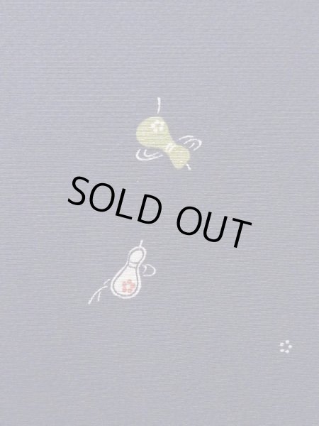 Photo5: M0330R Used Japanese women Purplish Navy Blue KOMON dyed / Silk. Flower gourd pattern  (Grade B) (5)