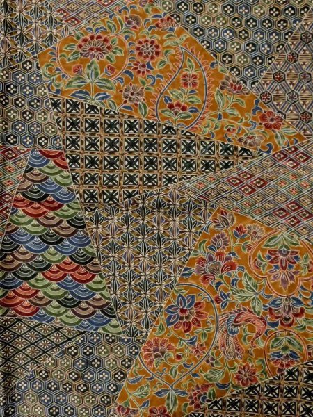 Photo3: M0330S Used Japanese womenPale Dark Golden Yellow KOMON dyed / Silk. Flower,   (Grade A) (3)