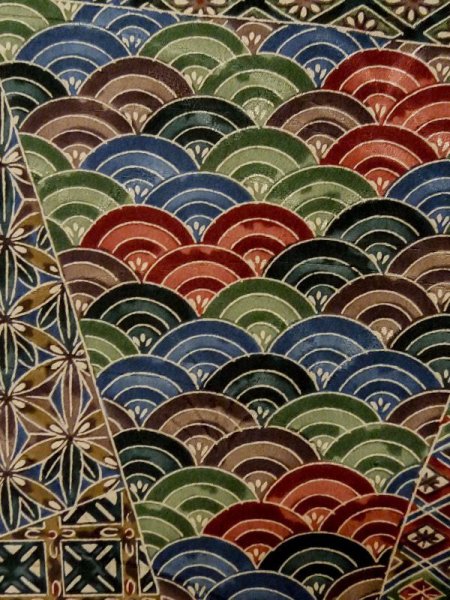 Photo6: M0330S Used Japanese womenPale Dark Golden Yellow KOMON dyed / Silk. Flower,   (Grade A) (6)