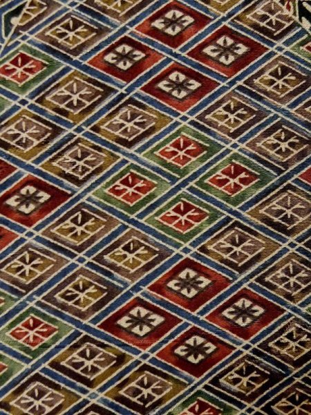 Photo7: M0330S Used Japanese womenPale Dark Golden Yellow KOMON dyed / Silk. Flower,   (Grade A) (7)