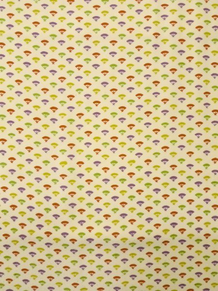 Photo4: M0330T Used Japanese women  Ivory KOMON dyed / Silk. Folding fan   (Grade C) (4)