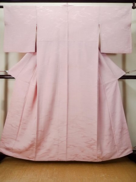 Photo1: M0330V Used Japanese women Pale Pink IROMUJI plain colored / Silk.    (Grade C) (1)