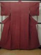 Photo1: M0330W Used Japanese women Dark Dark Red IROMUJI plain colored / Silk.    (Grade C) (1)