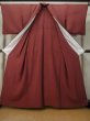 Photo2: M0330W Used Japanese women Dark Dark Red IROMUJI plain colored / Silk.    (Grade C) (2)