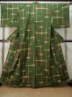 Photo1: Mint M0330X Used Japanese women  Green TSUMUGI pongee / Wool. Bird,   (Grade A) (1)