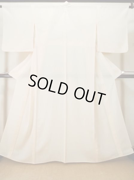 Photo1: M0331A Used Japanese womenPale Light Yellow Summer / Silk. Line, vertical "RO" gauze  (Grade C) (1)