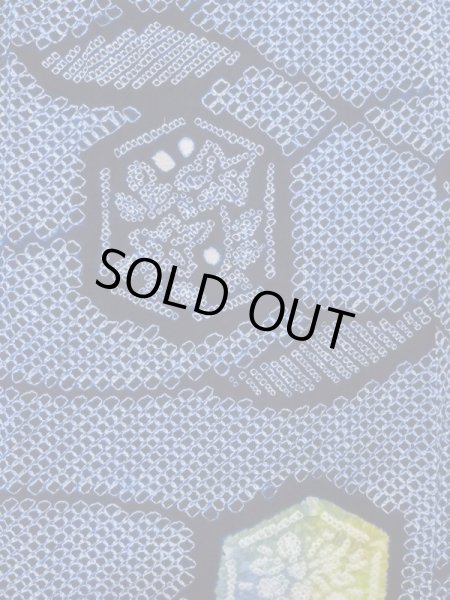Photo4: M0331B Used Japanese women  Indigo Blue YUKATA summer(made in Japan) / Cotton. Flower, "Arimatsu-shibori"  (Grade C) (4)