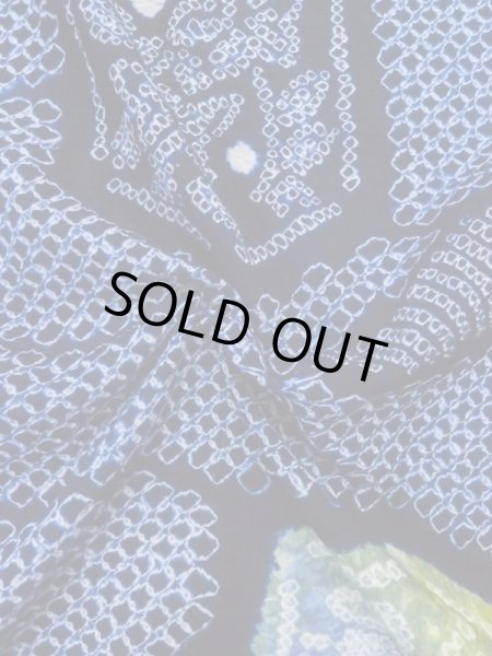 Photo13: M0331B Used Japanese women  Indigo Blue YUKATA summer(made in Japan) / Cotton. Flower, "Arimatsu-shibori"  (Grade C) (13)