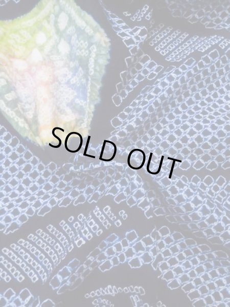 Photo14: M0331B Used Japanese women  Indigo Blue YUKATA summer(made in Japan) / Cotton. Flower, "Arimatsu-shibori"  (Grade C) (14)