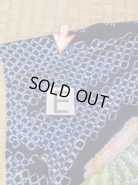 Photo20: M0331B Used Japanese women  Indigo Blue YUKATA summer(made in Japan) / Cotton. Flower, "Arimatsu-shibori"  (Grade C) (20)