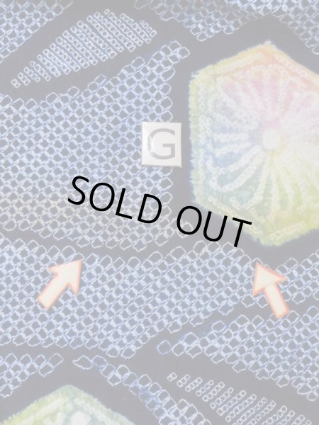 Photo22: M0331B Used Japanese women  Indigo Blue YUKATA summer(made in Japan) / Cotton. Flower, "Arimatsu-shibori"  (Grade C) (22)