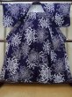 Photo2: M0331C Used Japanese women  Indigo Blue YUKATA summer(made in Japan) / Cotton. Chrysanthemum   (Grade B) (2)