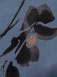 Photo4: M0331D Used Japanese womenDark Grayish Blue YUKATA summer(made in Japan) / Cotton. Camellia,   (Grade B) (4)