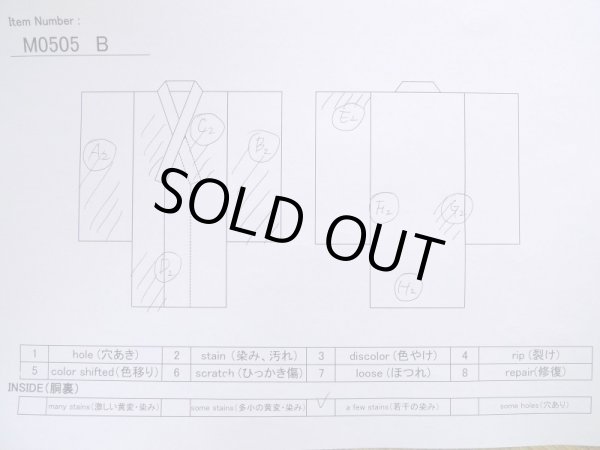 Photo14: M0505B Used Japanese men Vivid Blue Kids / Silk. Pine tree/branch/needle,   (Grade C) (14)