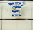 Photo2: M0505C Used Japanese men Vivid Blue Kids / Silk. Pine tree/branch/needle, a samurai helmet, allow, a sumo referee's fan motif  (Grade D) (2)