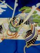 Photo5: M0505C Used Japanese men Vivid Blue Kids / Silk. Pine tree/branch/needle, a samurai helmet, allow, a sumo referee's fan motif  (Grade D) (5)
