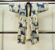 Photo1: M0505E Used Japanese menDark Grayish Blue Kids / Silk. Abstract pattern,   (Grade C) (1)