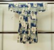 Photo2: M0505E Used Japanese menDark Grayish Blue Kids / Silk. Abstract pattern,   (Grade C) (2)