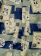 Photo3: M0505E Used Japanese menDark Grayish Blue Kids / Silk. Abstract pattern,   (Grade C) (3)