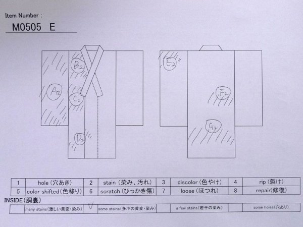 Photo12: M0505E Used Japanese menDark Grayish Blue Kids / Silk. Abstract pattern,   (Grade C) (12)