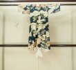 Photo2: M0505G Used Japanese men Dark Green Kids / Silk. Pine tree/branch/needle,   (Grade C) (2)