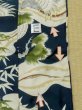 Photo17: M0505G Used Japanese men Dark Green Kids / Silk. Pine tree/branch/needle,   (Grade C) (17)