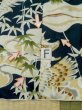 Photo18: M0505G Used Japanese men Dark Green Kids / Silk. Pine tree/branch/needle,   (Grade C) (18)