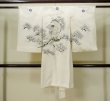 Photo1: M0505N Used Japanese men Light Ivory Kids / Silk. Pine tree/branch/needle,   (Grade C) (1)