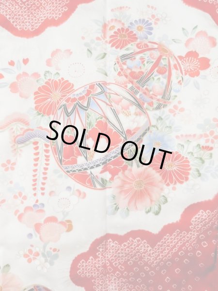 Photo3: Mint M0505O Used Japanese women  White Kids / Silk. Flower, Japanese ball motif  (Grade A) (3)