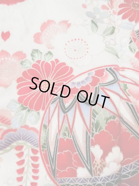 Photo4: Mint M0505O Used Japanese women  White Kids / Silk. Flower, Japanese ball motif  (Grade A) (4)