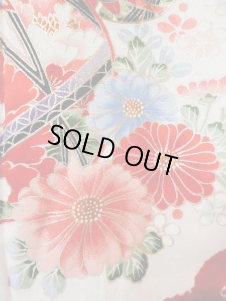 Photo5: Mint M0505O Used Japanese women  White Kids / Silk. Flower, Japanese ball motif  (Grade A) (5)